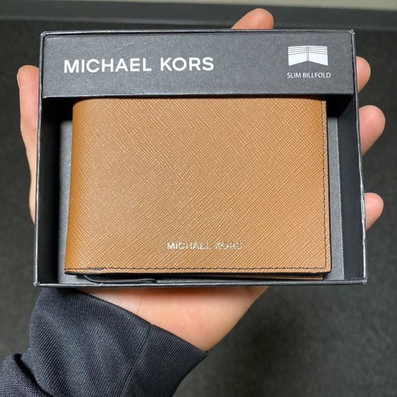 Michael Kors NWT slim billfold brown Andy nice men’s wallet billfold - Picture 1 of 6
